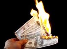 Money on fire